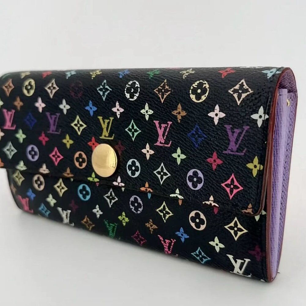 Louis Vuitton  Monogram Multicolor Sarah Wallet Black Bleuet